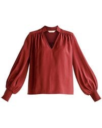Paisie - V-Neck Blouse With Gathered Detail - Lyst