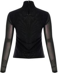 Exquise - Drew Draped Mesh Turtleneck Blouse - Lyst