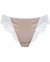 SAETA Paris - Neutrals Silk & Cotton Lace Brief - Lyst