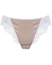 SAETA Paris - Neutrals Silk & Cotton Lace Brief - Lyst