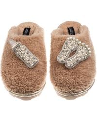 Laines London - Teddy Closed Toe Slippers With Pearl New Baby Brooches - Lyst