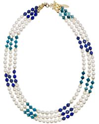Farra - Gemstone And Freshwater Pearls Colour Blocking Multi-strands Necklace - Lyst
