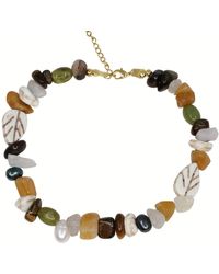 Ninemoo - Brown / Neutrals / Yellow Autumn Elegance Gemstone And Pearl Bracelet - Lyst