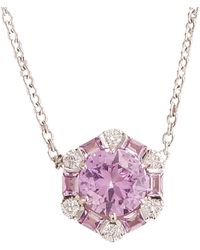 Juvetti - Melba Necklace With Pink Sapphire And Diamond Set In White Gold - Lyst