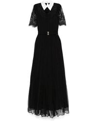 Nissa - Lace-Detail Silk Midi Dress - Lyst