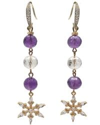 Farra - Amethyst And Quartz With Snowflake Dangle Earrings - Lyst