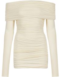 Egyptian Blue - Neutrals Ivory Long Sleeve Ruched Dress - Lyst