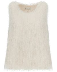 Julia Allert - Neutrals Fringe Sleeveless Top – Ivory - Lyst