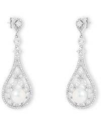 Pearls of the Orient Online - Stella Vintage Style Pave Teardrop Earrings With Cultured Freshwater Pearls - Lyst