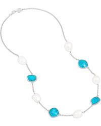 Dower & Hall - Turquoise Gemstone & Baroque Pearl Pebble Necklace - Lyst