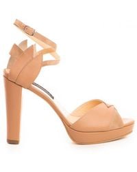 The 5Th Element - Neutrals Flowers Nude Leather Platform Sandals - Lyst