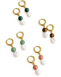 Saéa - Sunstone And Freshwater Pearl-Filled Huggie Earrings - Lyst