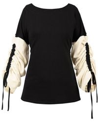 ALINA CERNĂTESCU - Neutrals Salem Cotton Statement Sleeves Adjustable Sweater Office Daywear Blouse - Lyst