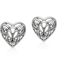 Unaloe - Sterling Heart Stud Earrings – Openwork Filigree Design – Handmade Italian Jewelry For - Lyst