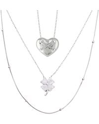 Spero London - Heart X Italian Beaded Clover Sterling Stacking Necklace Layering Set - Lyst