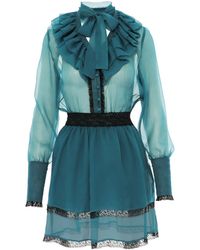 AVENUE No.29 - Silk Ruffled Mini Dress – - Lyst