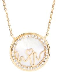 BLOOMTINE | Earth Angel HQ - Loves Frequency 18K Solid Natural Diamond & Mother Of Pearl Heartbeat Necklace - Lyst