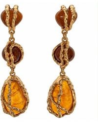 By Ozge - Golden Ember Amber Effect Plated Brass Statement Drop Earrings - Lyst