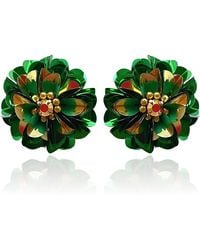 PINAR OZEVLAT - Blossom Studs Emerald Two Tone - Lyst