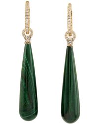 Artisan - Natural Pave Diamond & Beautiful Malachite Drop Danglers Earrings In 18k Yellow Gold - Lyst