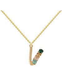 Lavani Jewels - Multicolored Initial V Necklace - Lyst