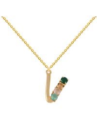 Lavani Jewels - Multicolored Initial V Necklace - Lyst