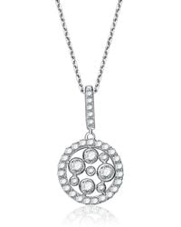 Genevive Jewelry - Sterling Plated With Round Cubic Zirconia Drop Pendant Necklace - Lyst