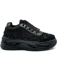 Rettrose - Sarah Luxury Noir Satin Handmade Embellished Trainers - Lyst