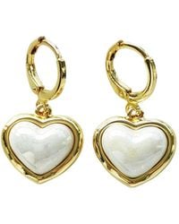 POPORCELAIN - Porcelain Pearly Heart Drop Earrings - Lyst