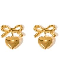 Olivia Le - Delicate Heart Bow Stud Earrings - Lyst