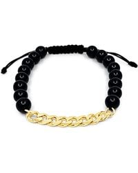 Lutiro - Onyx Beads With Curb Chain Bracelet - Lyst