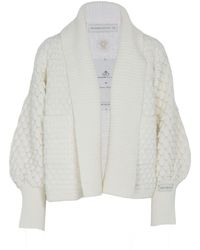 The Extreme Collection - Alpaca And Merino Wool Oversized Chunky Knit Short Cardigan Galatea In Ecru - Lyst