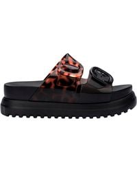 Melissa - Tortoiseshell Textured Platform Slides - Lyst