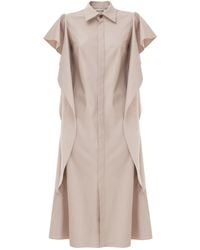 Julia Allert - Neutrals Draped Faux Leather Shirt Dress – - Lyst
