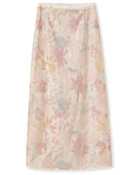 Wjy Studio London - Pastel Floral Embroidered Detail Skirt - Lyst