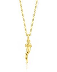 Unaloe - Two Tone Sterling Italian Horn Necklace With Plated Pendant - Lyst