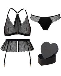 Tallulah Love - Midnight Rose Gift Set: Bralette, Brief, Suspender & Heart Box - Lyst