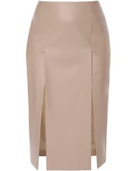 AGGI by HALEWSKI - Neutrals Salma Blue Cool Beige Vegan Leather Pencil Skirt - Lyst