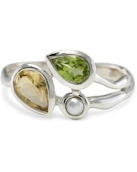 Isla Silver - Peridot, Pearl & Citrine Ring - Lyst