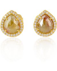 Artisan - Ice Diamond And Diamond Pear Halo Stud Earrings - Lyst