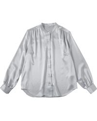 Soft Strokes Silk - Pure Silk Long Sleeve Banded Collar Blouse - Lyst