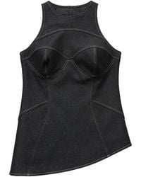 Nocturne - Halter Neck Denim Bustier Top - Lyst