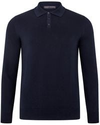 Paul James Knitwear - Lightweight Cotton Hall Long Sleeve Knitted Polo Shirt - Lyst