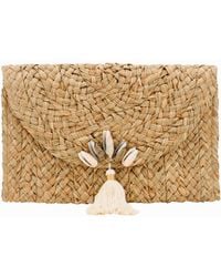 OhSun - Neutrals Amara Shell & Straw Clutch - Lyst