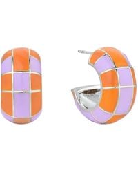 Bermuda Watch Company - Annie Apple Groove Chunky Lilac Orange Enamel Hoop Earrings - Lyst