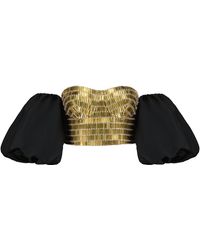 Azzali - Fully Embroidered Bustier With Metal Embellishment And Crystals - Lyst