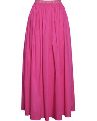 Miss Circle New York - Martha Fuchsia Cotton Poplin Maxi Skirt With Lace Trim - Lyst