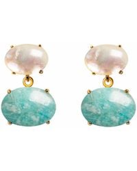 Crystalline Jewellery - Pearl & Amazonite Earrings - Lyst