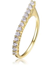 Genevive Jewelry - Sterling Plated With Clear Cubic Zirconia Waterfall Square Top Stacking Ring - Lyst