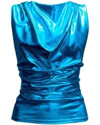 Imaatu - Onu Glam Metallic Shine Sculpting Elastic Faux Leather Waterfall Top - Lyst